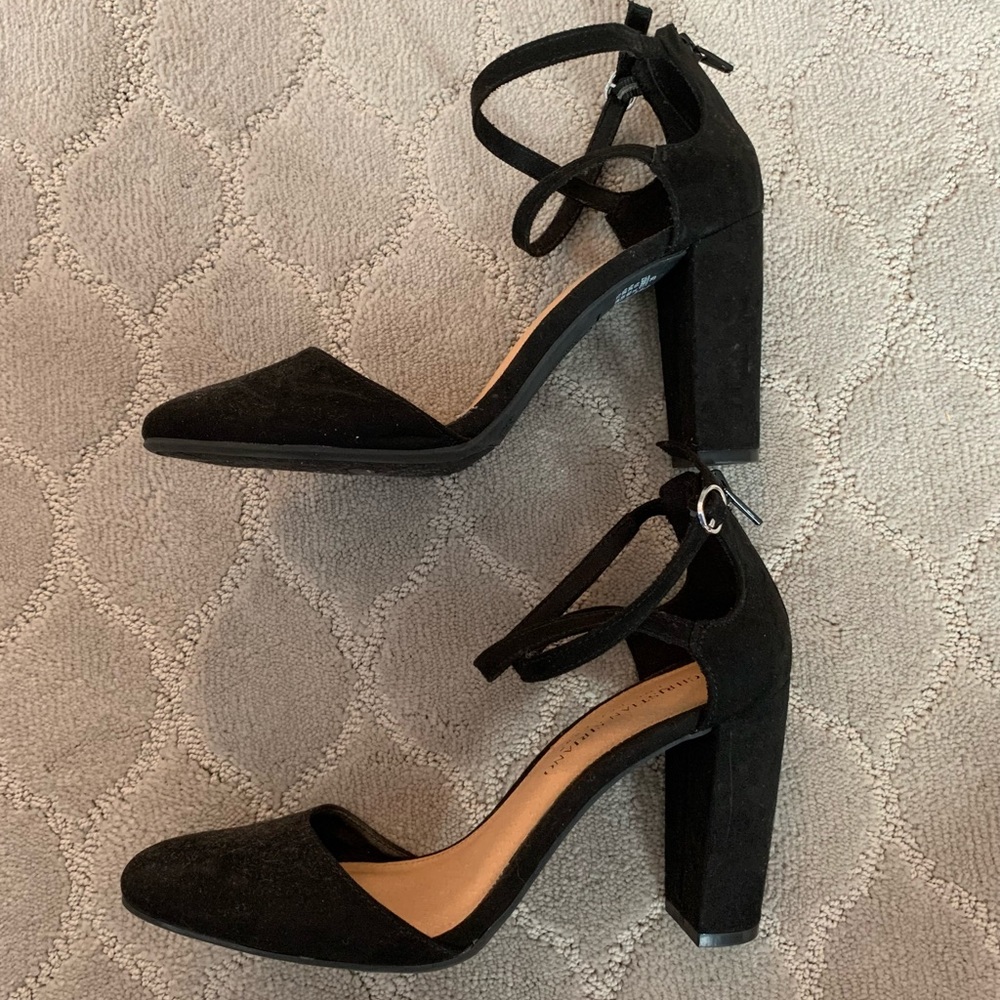 CHRISTIAN SIRIANO black suede heels